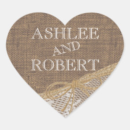 Adesivo Coração Country Burlap e Twine
