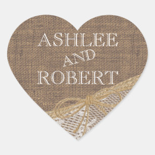 Adesivo Coração Country Burlap e Twine