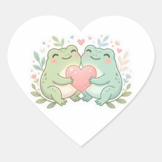 Adesivo Coração Couple Frog Sticker Cute Two Frogs Love Heart Roma