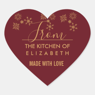 Adesivo Coração Cozimento dourado decorativo do Natal dos flocos