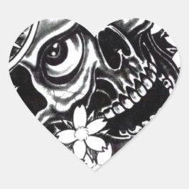 Adesivo Coração Crânio de tatuagem