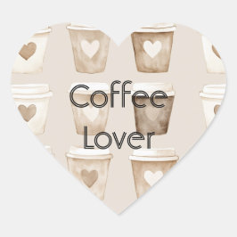 Adesivo Coração Cream Coffee Heart Cups  