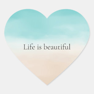 Adesivo Coração Cream Peach Aqua Ombre
