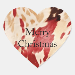 Adesivo Coração Cream Red Western Cowhide Personalizado Name