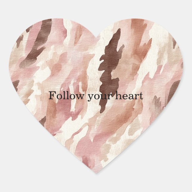 Adesivo Coração Creme cor-de-rosa Abstrato (Frente)