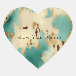 Adesivo Coração Creme Dourado Turquoise Cowhide Animal