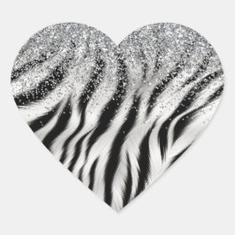 Adesivo Coração Creme Glitzy Glitzy Impressão Zebra Dourada