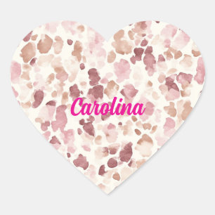Adesivo Coração Creme Rosa Chocolate Castanho Leopardo Castanho An