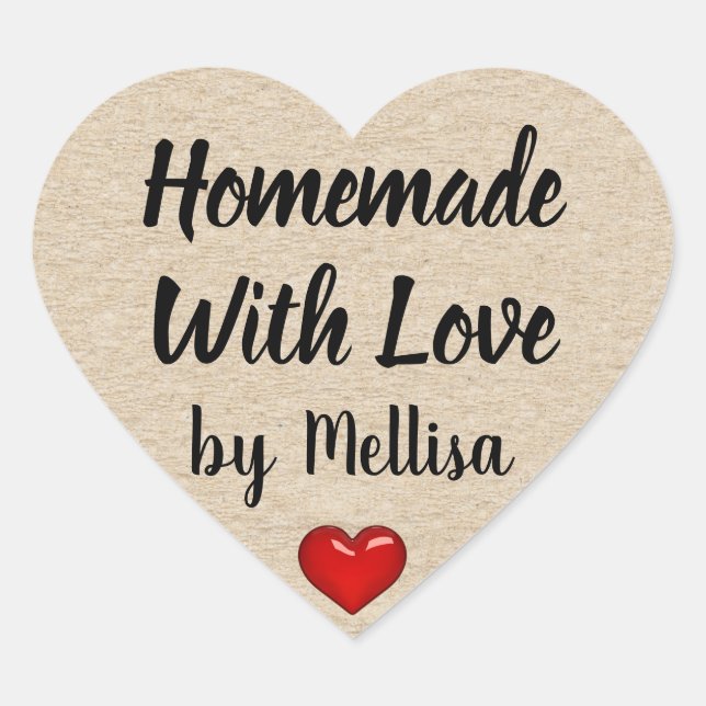 Adesivo Coração Crie sua própria Homemade com seu obrigado de amor (Frente)