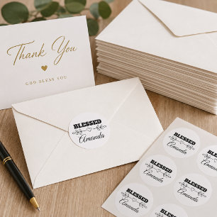 Adesivo Coração Cristão Personalizado ABENÇOADO