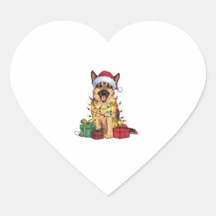Adesivo Coração Cristo German shepherd de Cachorro Santa Hat Light