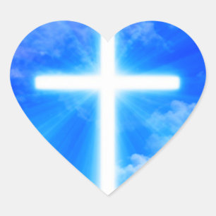 Adesivo Coração Cruz de Cristo de Jesus Personalizável Cristão