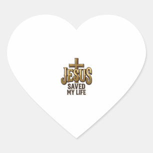 Adesivo Coração Cruz Vintage Jesus Salvou Minha Vida