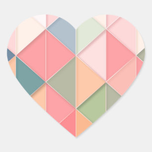Adesivo Coração CUBISM pastel Shades GEOMETRIC - ADICIONAR MONOGRA