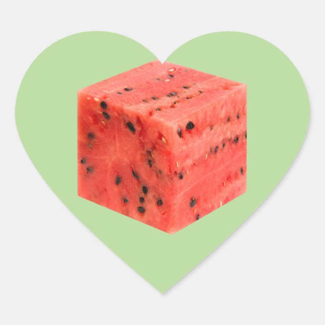 Adesivo Coração Cubo original de Comida de Melancia Vermelha doce  (Frente)