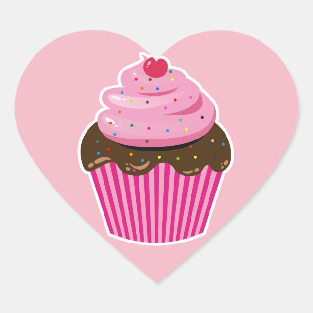 Adesivo Coração Cupcake (Frente)