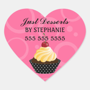 Adesivo Coração Cupcake com Cherry Bakery