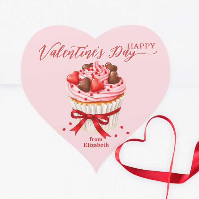 Adesivo Coração Cupcake com Dia de os namorados de chocolates card (Criador carregado)