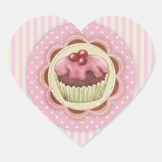 Adesivo Coração Cupcake Love Sticker (Frente)