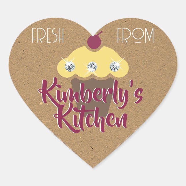 Adesivo Coração Cupcake Rinestone Castanho-Grito-Glitter (Frente)