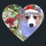 Adesivo Coração Cuppy de Natal em Quadro Branco<br><div class="desc">Adorável design de Corgi de Natal. Criado por www.zazzle.com/CorgiGifts*</div>