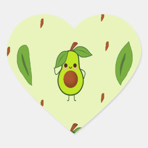 Adesivo Coração Cute kawaii avocado