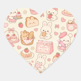 Adesivo Coração Cute Kawaii Axolotl Pattern | Pastel Ocean 