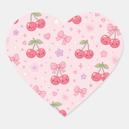 Adesivo Coração Cute Kawaii Bunny Pattern | Pink Pastel Aesthetic
