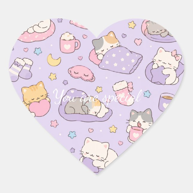 Adesivo Coração Cute Kawaii Capybara Pattern | Cozy Pastel  (Frente)