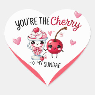 Adesivo Coração Cute Kawaii Cherries e Sundae