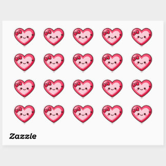 Adesivo Coração Cute Kawaii Heart Valentine Stickers