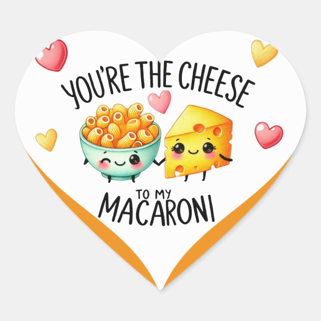 Adesivo Coração Cute Kawaii Macaroni e queijo (Frente)