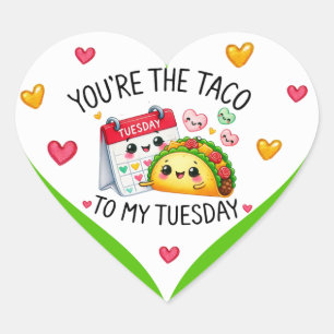 Adesivo Coração Cute Kawaii Taco Terça-feira
