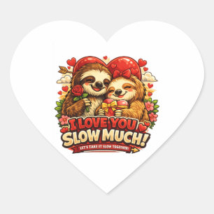 Adesivo Coração Cute Sloth Design de Amor no Dia dos Namorados, Eu