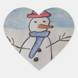 Adesivo Coração Cute Snowman