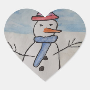 Adesivo Coração Cute Snowman
