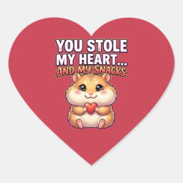 Adesivo Coração Cute Valentine Hamster–You Stole My Heart & Snacks