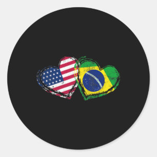 Adesivo Coração da Bandeira Americana do Brasil Amor Ameri