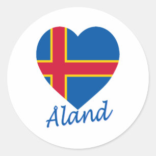 Adesivo Coração da bandeira das ilhas de Aland