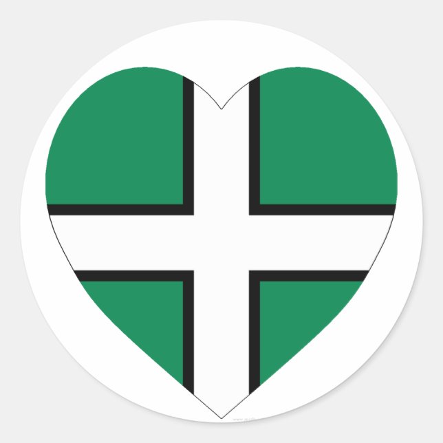 Adesivo Coração da bandeira de Devon (Frente)
