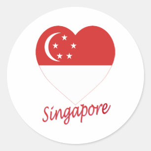 Adesivo Coração da bandeira de Singapore