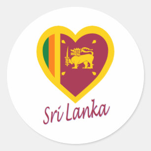 Adesivo Coração da bandeira de Sri Lanka