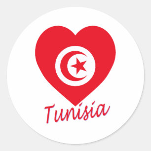 Adesivo Coração da bandeira de Tunísia