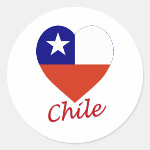 Adesivo Coração da bandeira do Chile