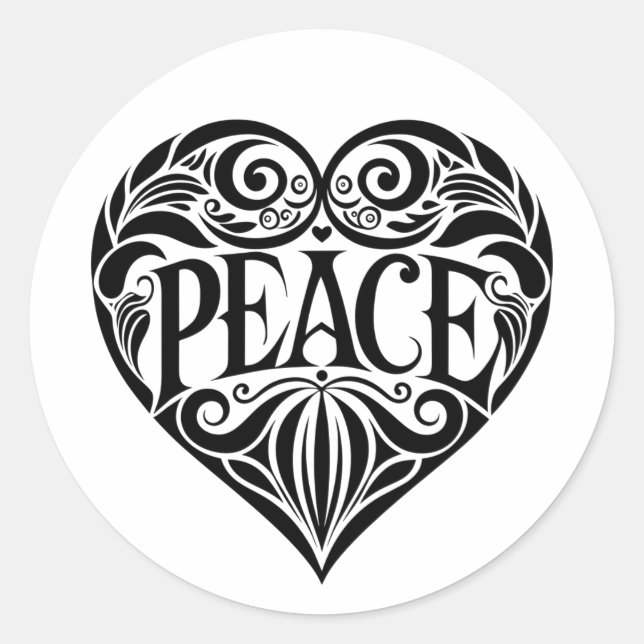 ADESIVO CORAÇÃO DA PAZ PRETA E BRANCA (Frente)
