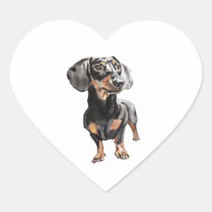 Adesivo Coração Dachshund Aquarela, Arte de Parede de Cachorro Sal