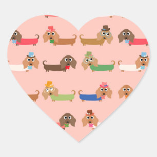 Adesivo Coração Dachshunds engraçados