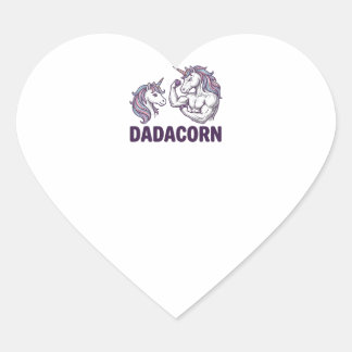 Adesivo Coração Dadacorn Funny Unicorn Dad Vector Shirt Design_1