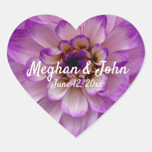 Adesivo Coração Dahlia Purple Lavanda Lilac Floral Casamento