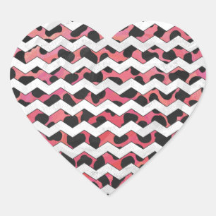 Adesivo Coração Dalmama Chevron, Rosa e Negro